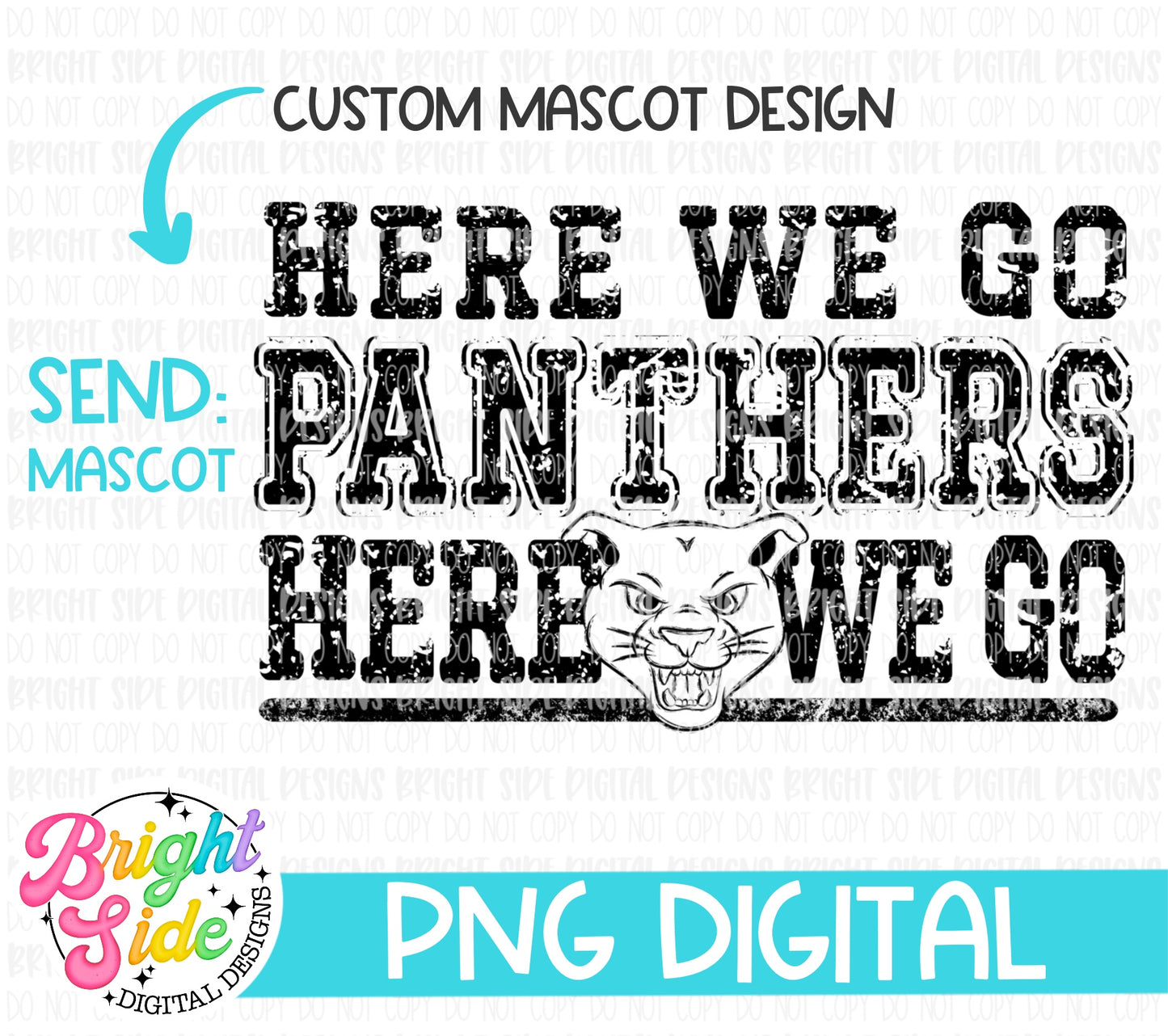 Custom “HERE WE GO” School Sports Design