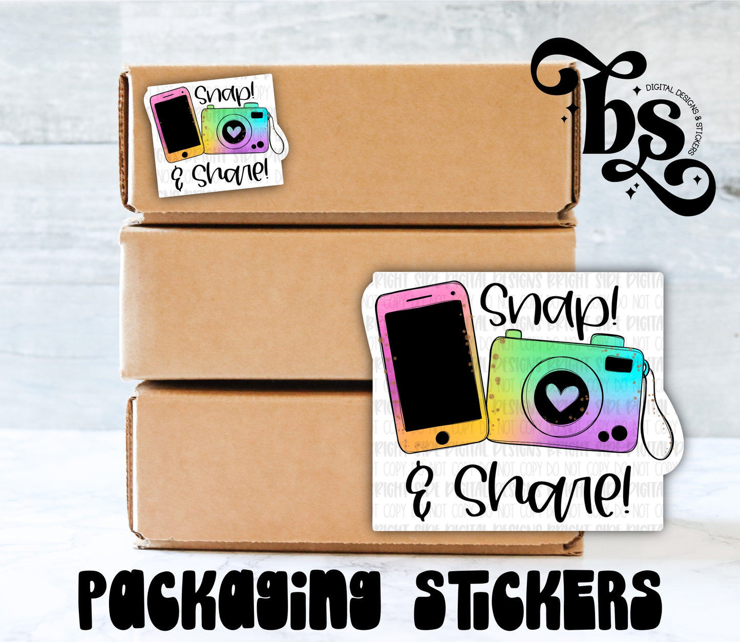 Snap & Share Rainbow Packaging Sticker