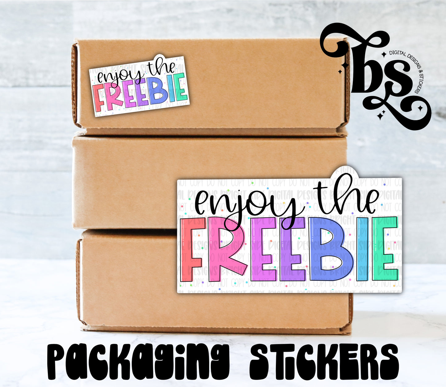 Enjoy The Freebie Pastel Packaging Sticker