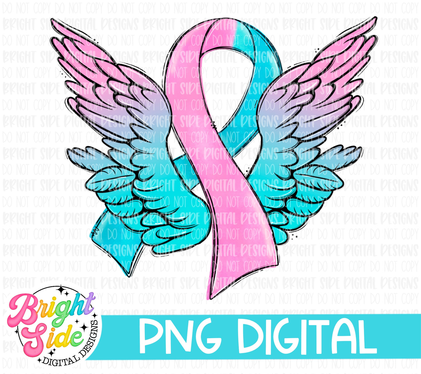 Pregnancy and Infant Loss Awareness Ribbon with Wings