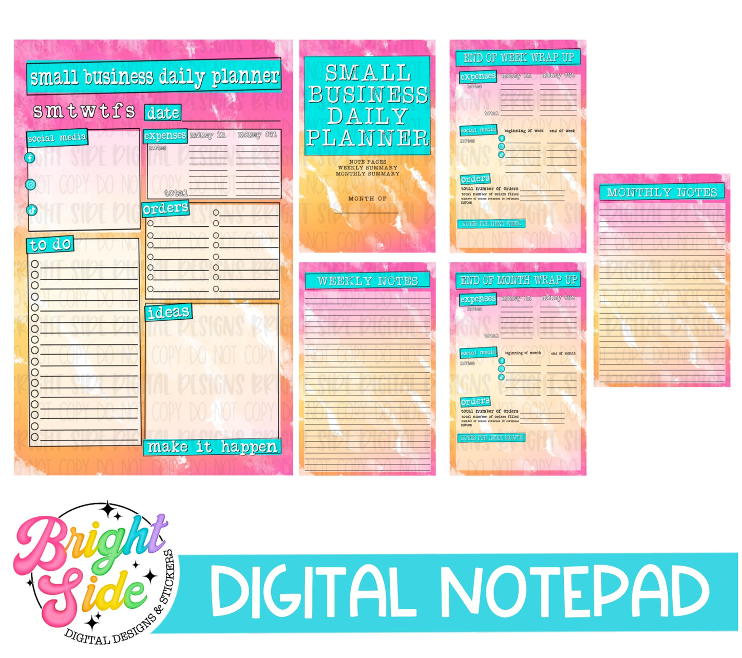 Small Business Daily Planner Digital Notepad