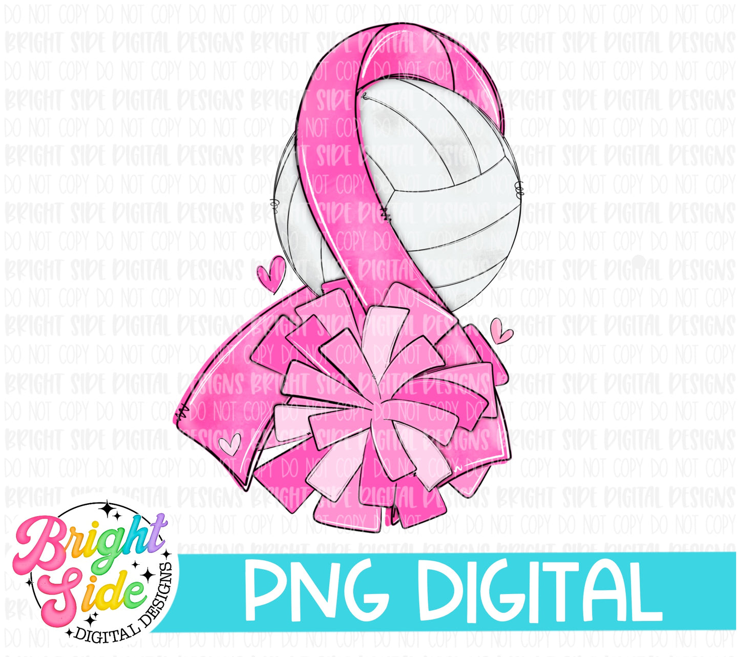 Volleyball Cheer Pink Ribbon