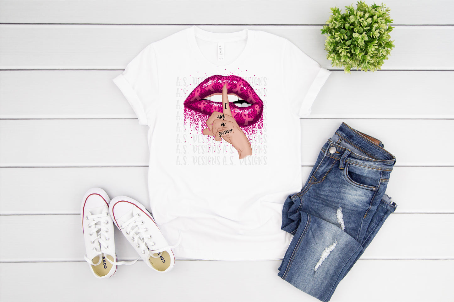 I am a survivor breast cancer awareness dripping lips
