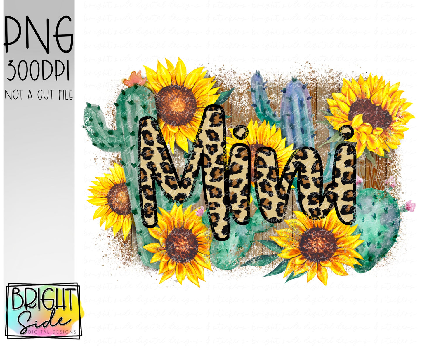 Mini -leopard with sunflower and cactus