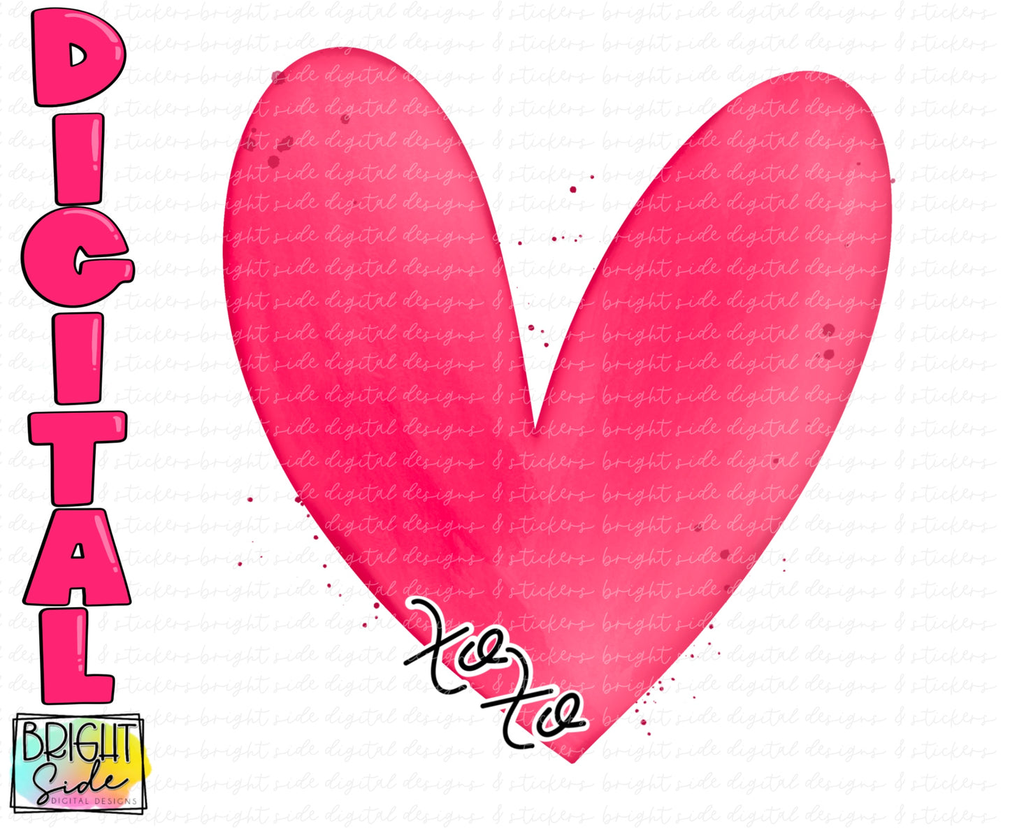 XOXO watercolor heart