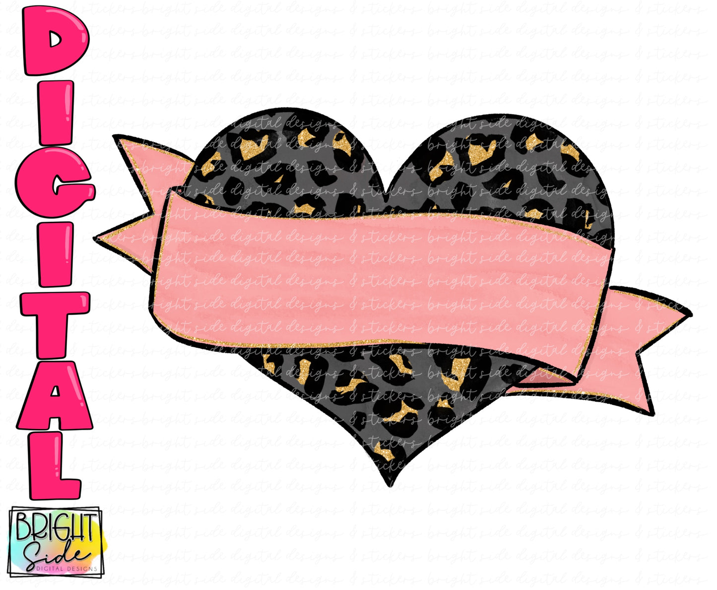 Gold leopard Valentines Heart