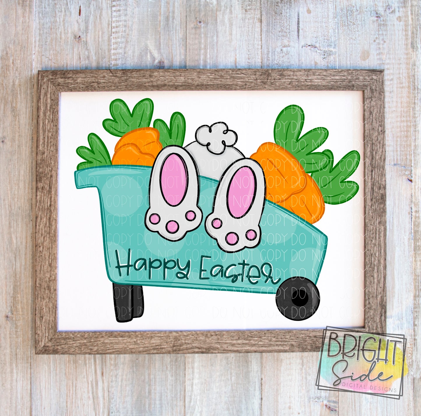 Happy Easter -bunny in wheelbarrow