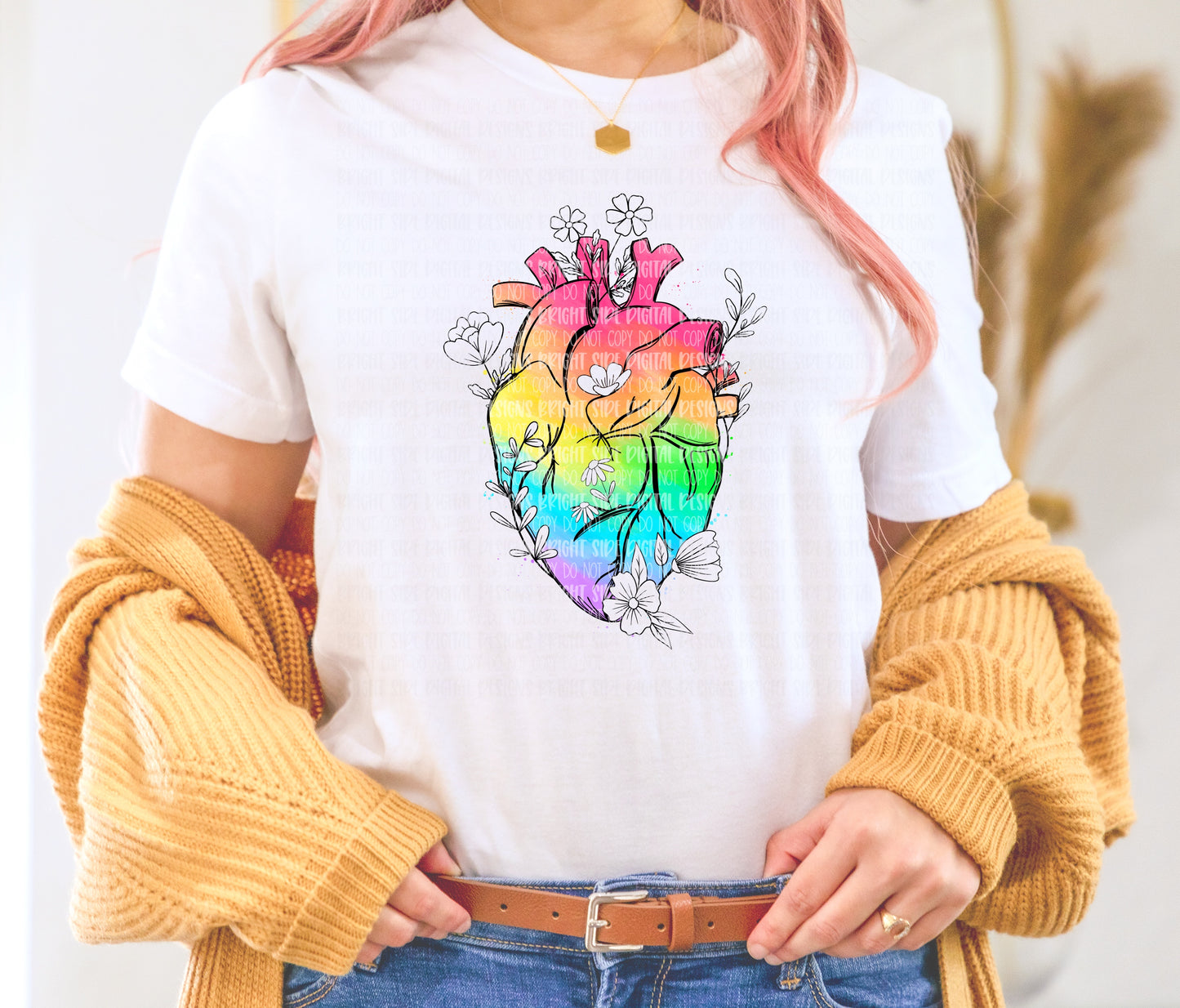 Rainbow floral heart