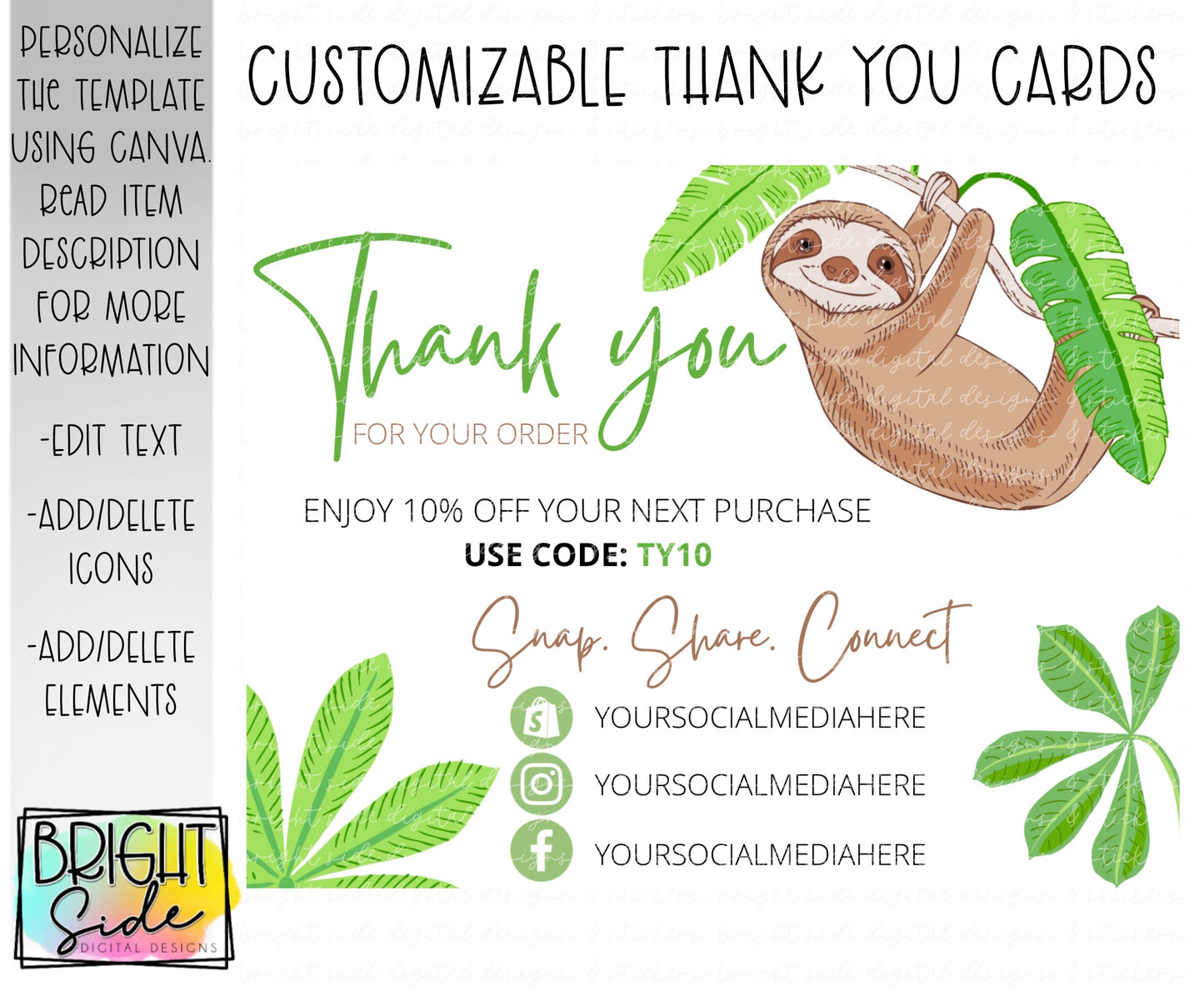 Sloth Thank You Card