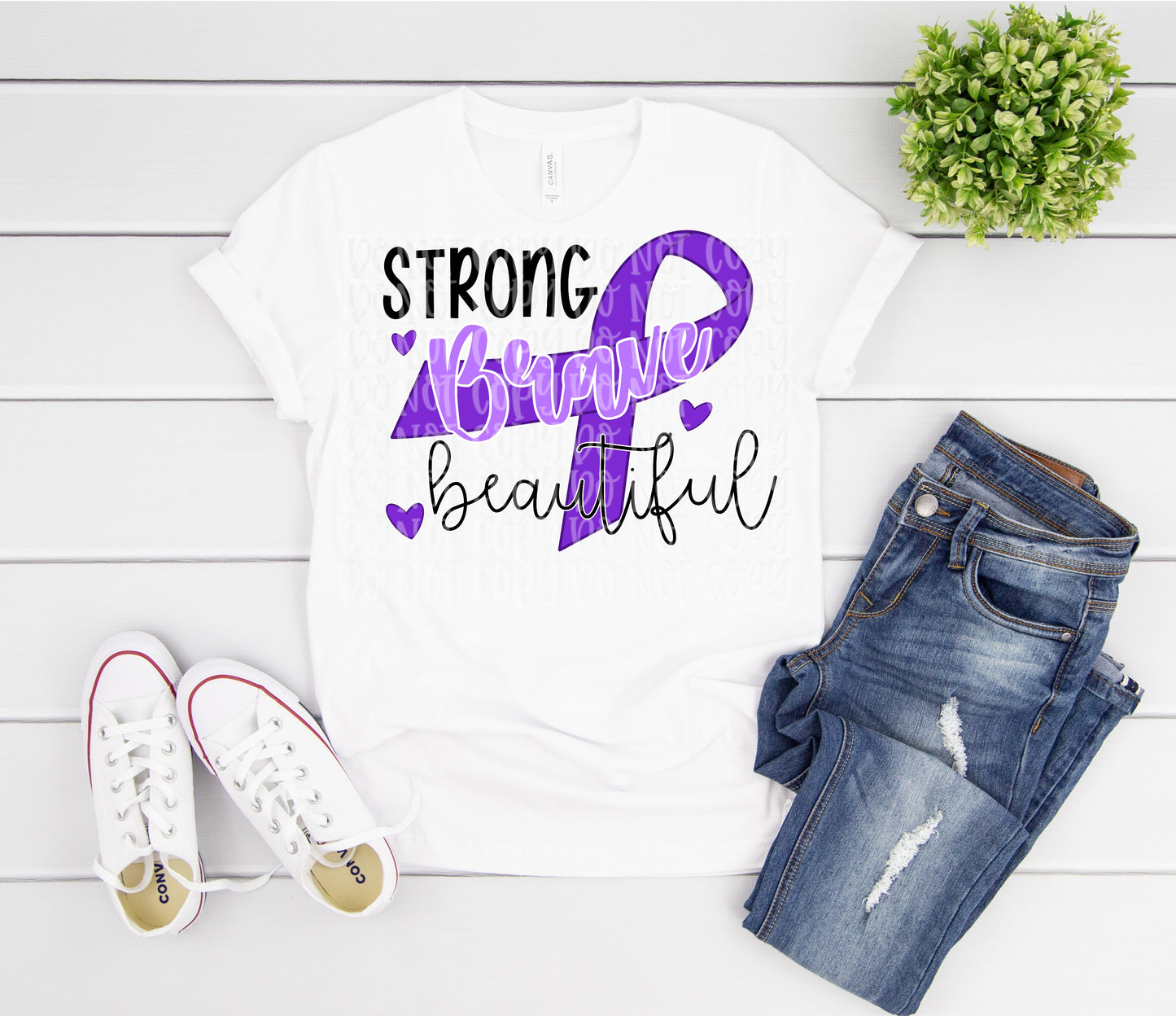 Strong, Brave, Beautiful -Purple ribbon