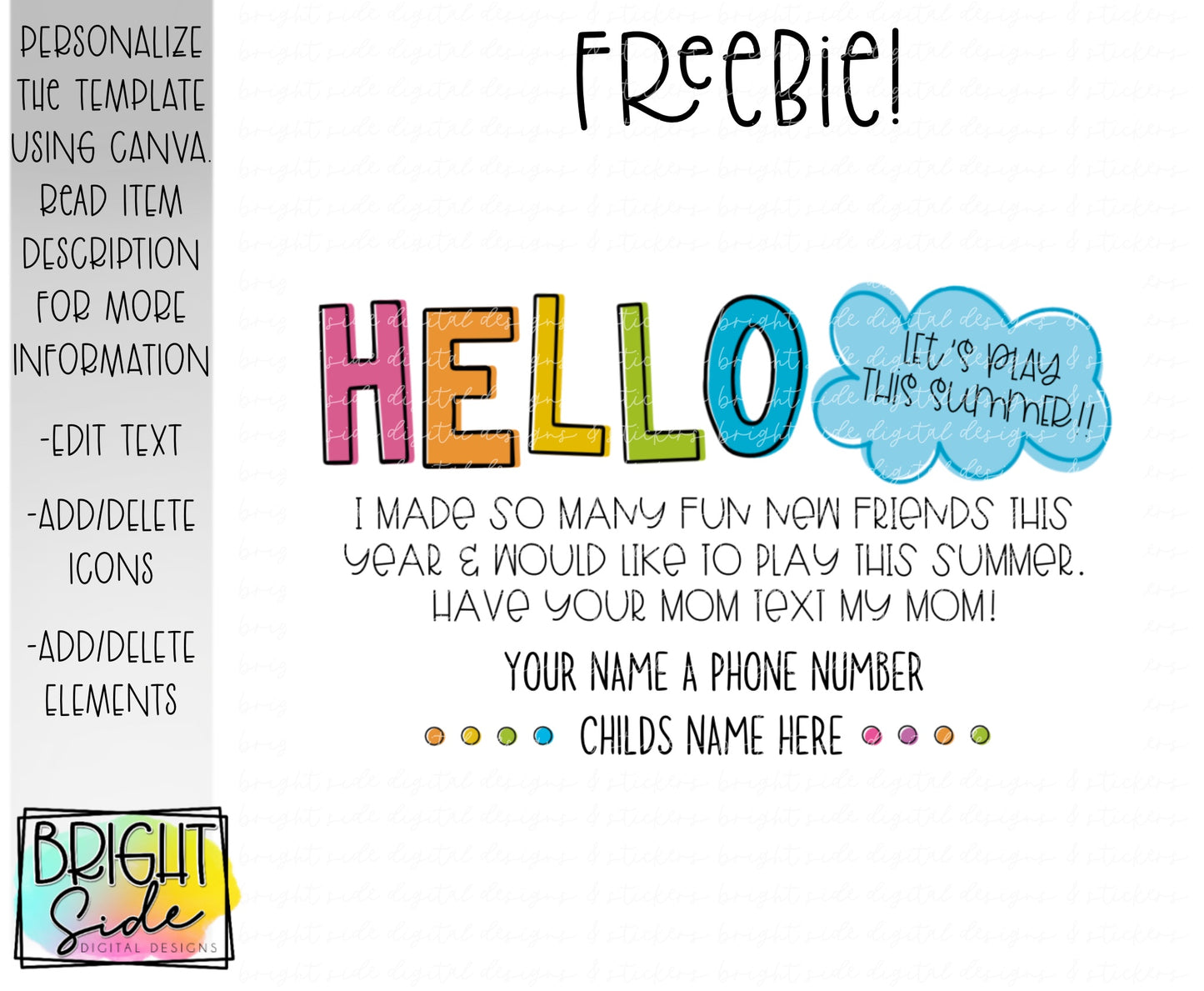 Summer play date cards