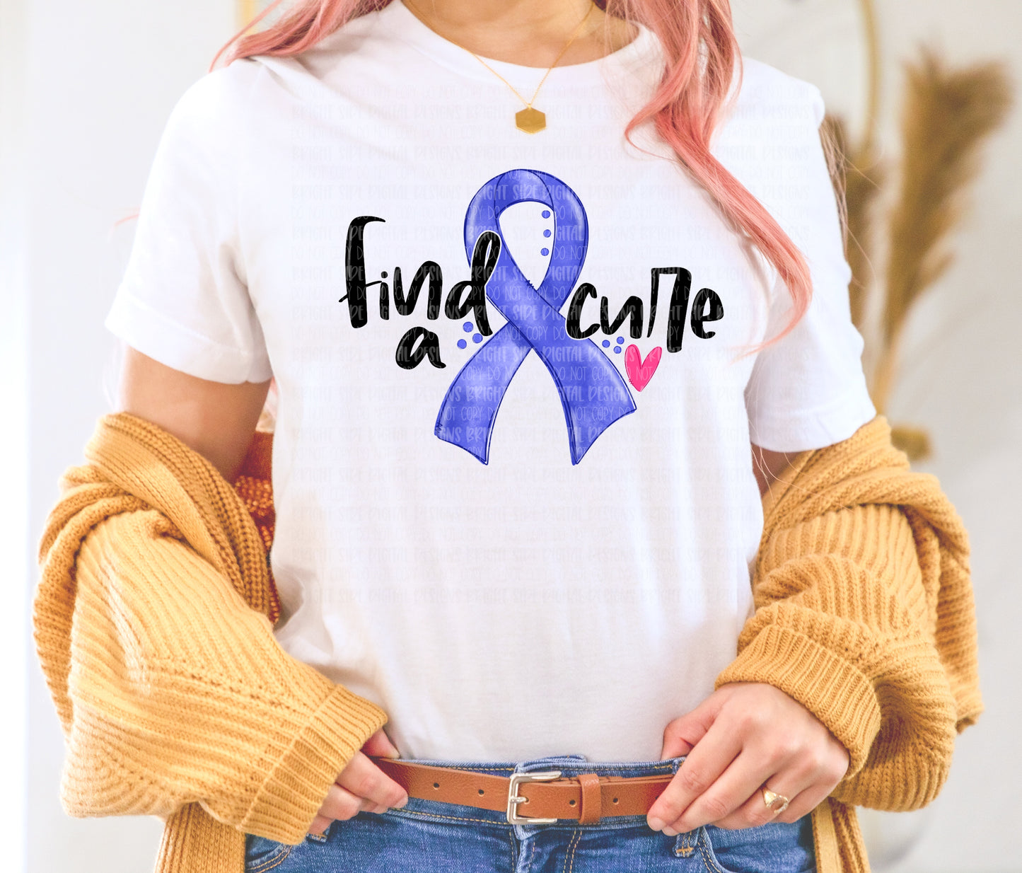 Find a cure -blue ribbon