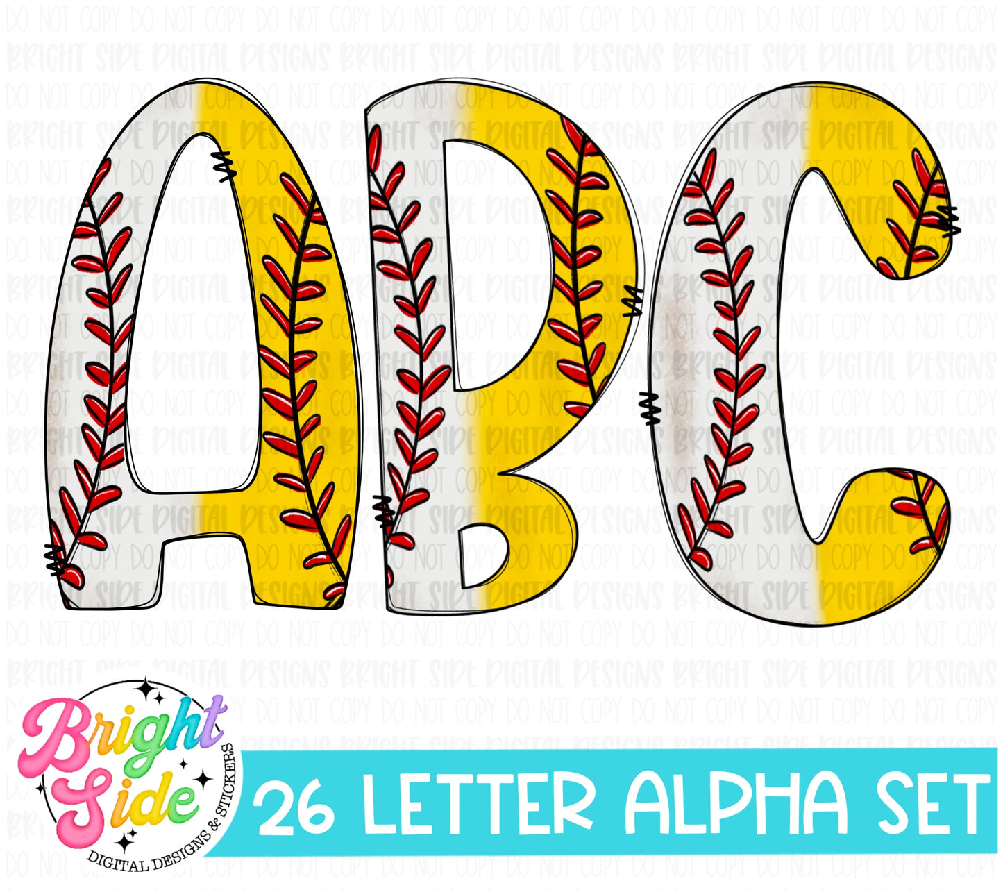Baseball/Softball Alpha Doodle Set