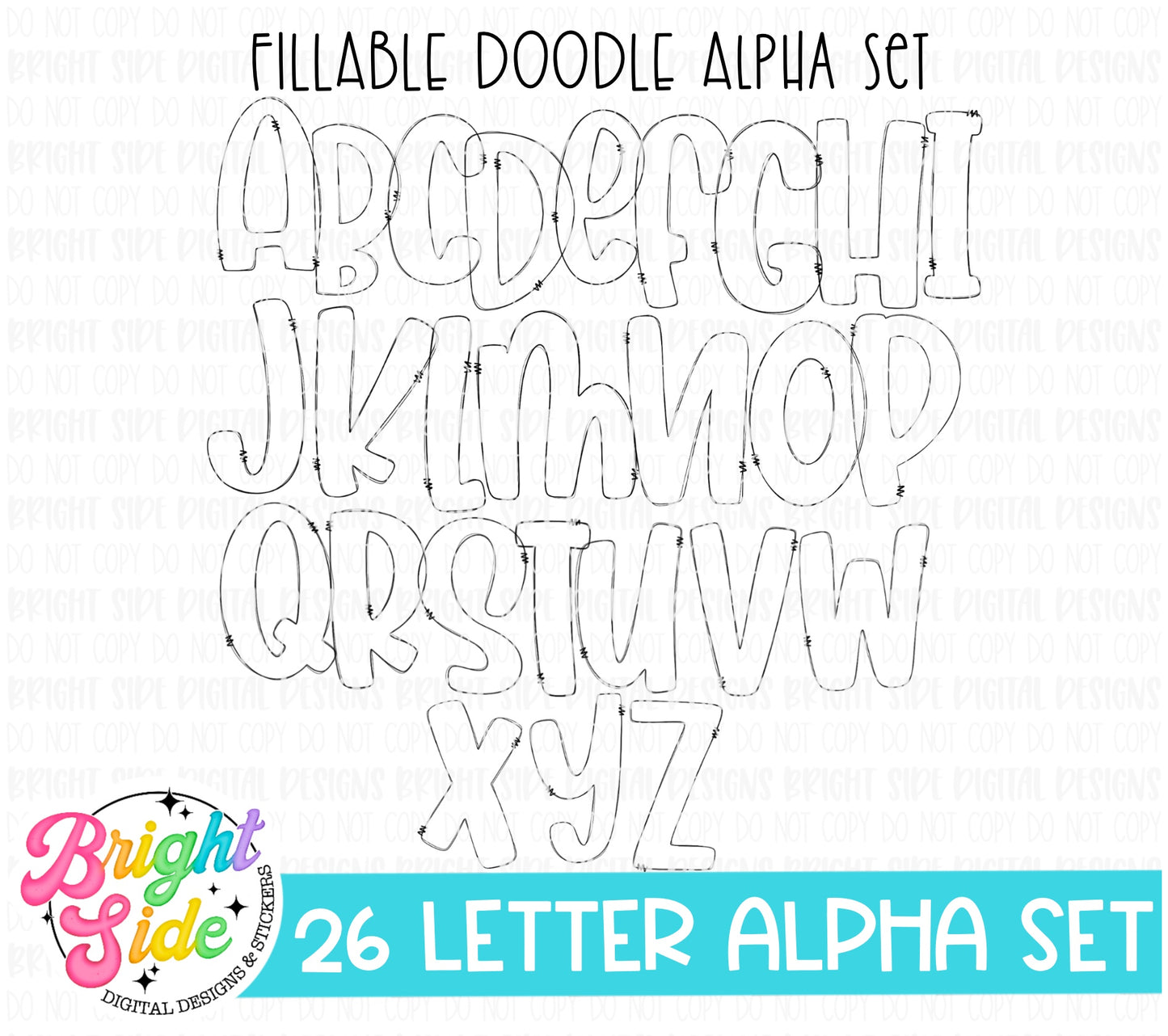 Fillable Doodle Letters Set 4