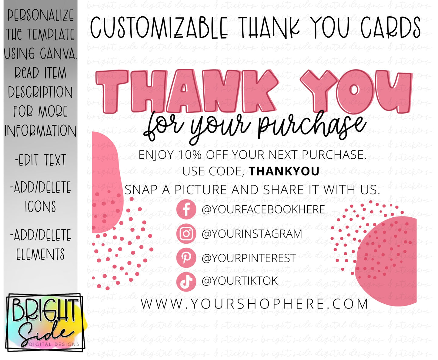Thank You Card 1 Bubbly Pink