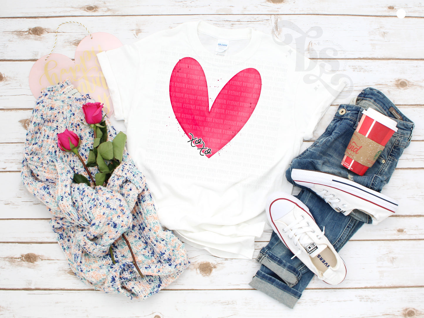 XOXO watercolor heart