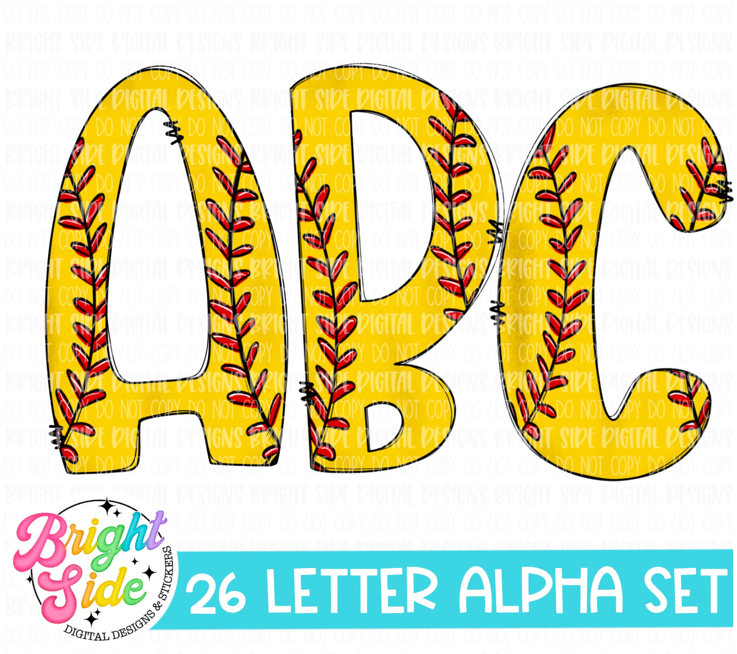 Softball Alpha Doodle Set