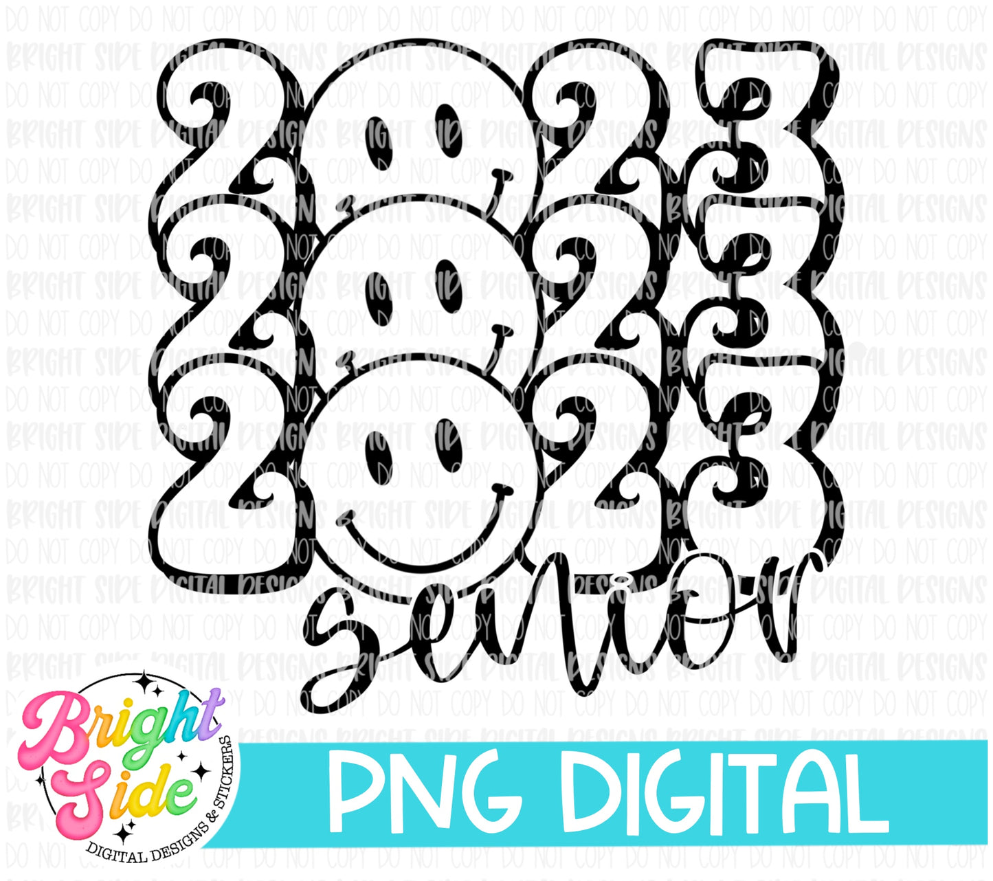 Retro Senior 2023 smiley tie dye -single color
