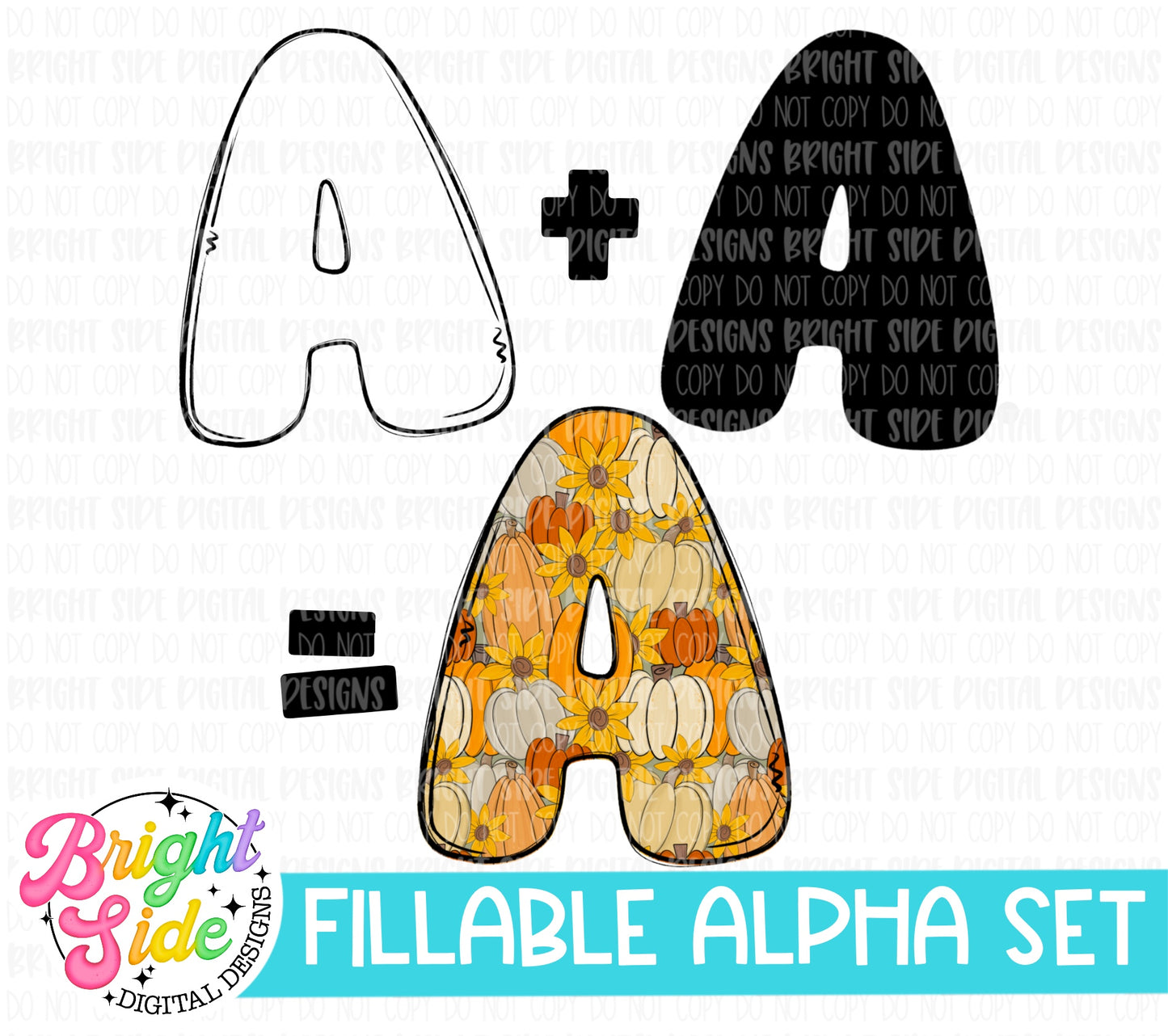 Chunky Doodle Fillable Letter Set (outline and insert)