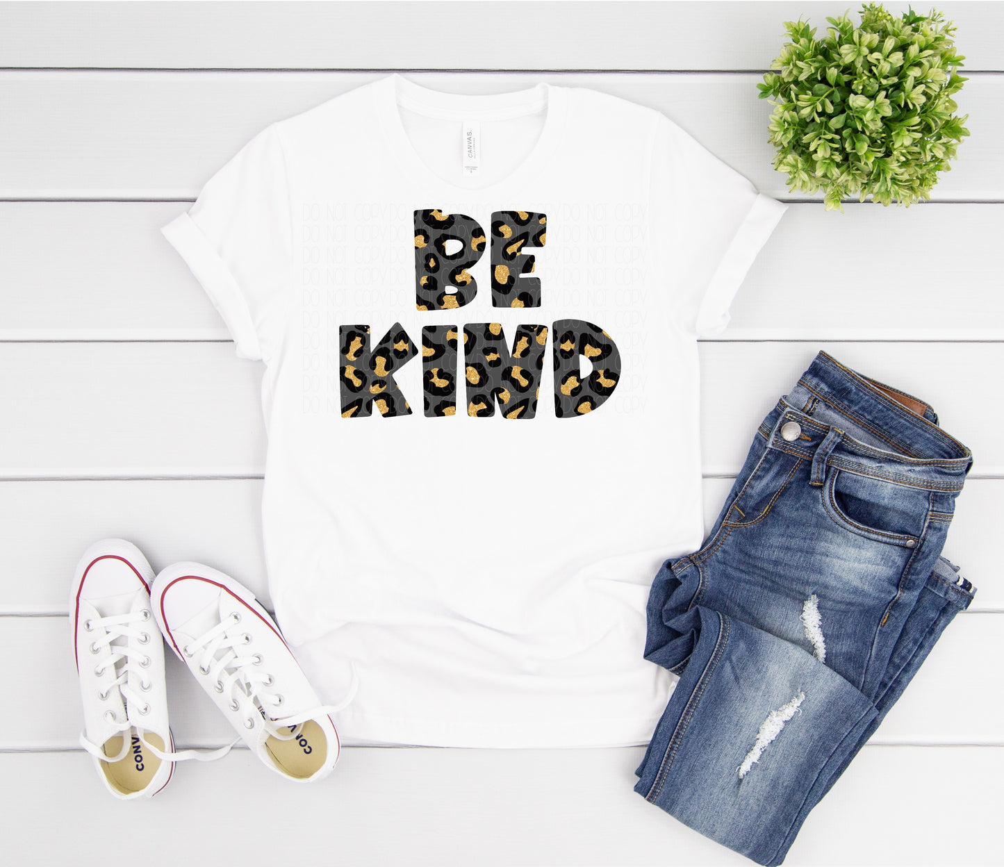 Be Kind gold leopard print