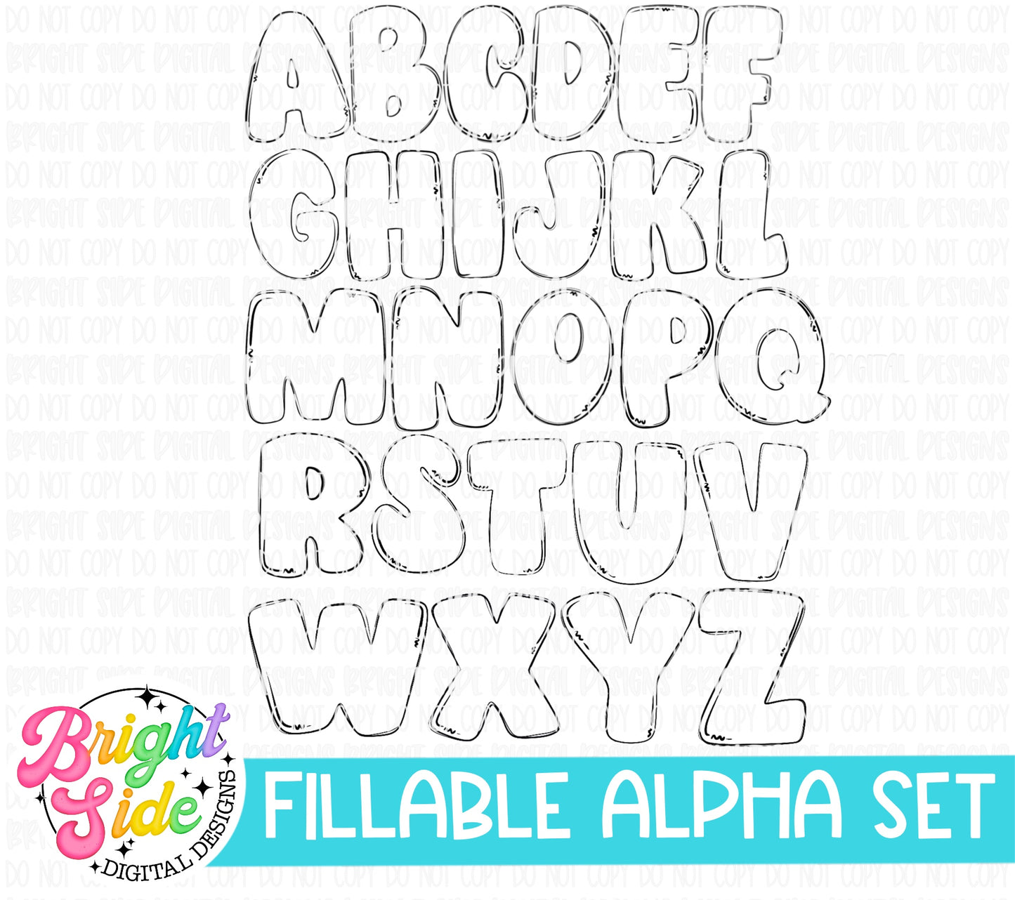 Chunky Doodle Fillable Letter Set (outline and insert)
