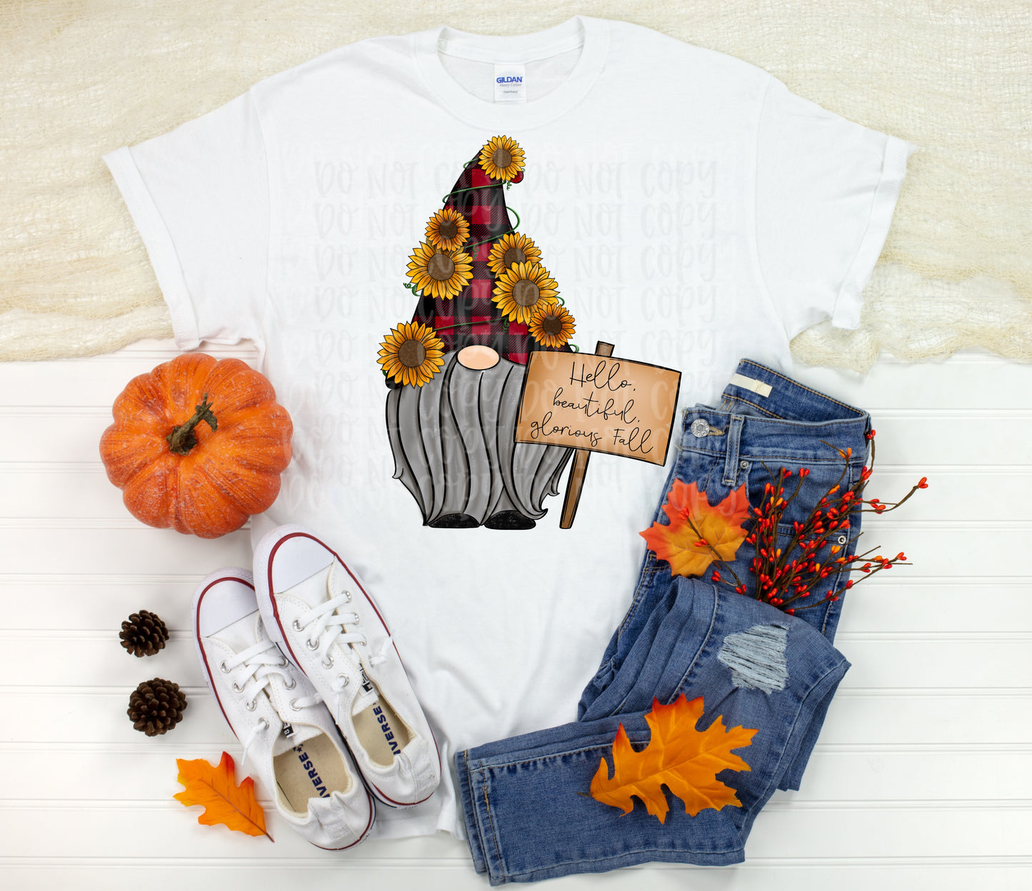 Sunflower and plaid fall gnome