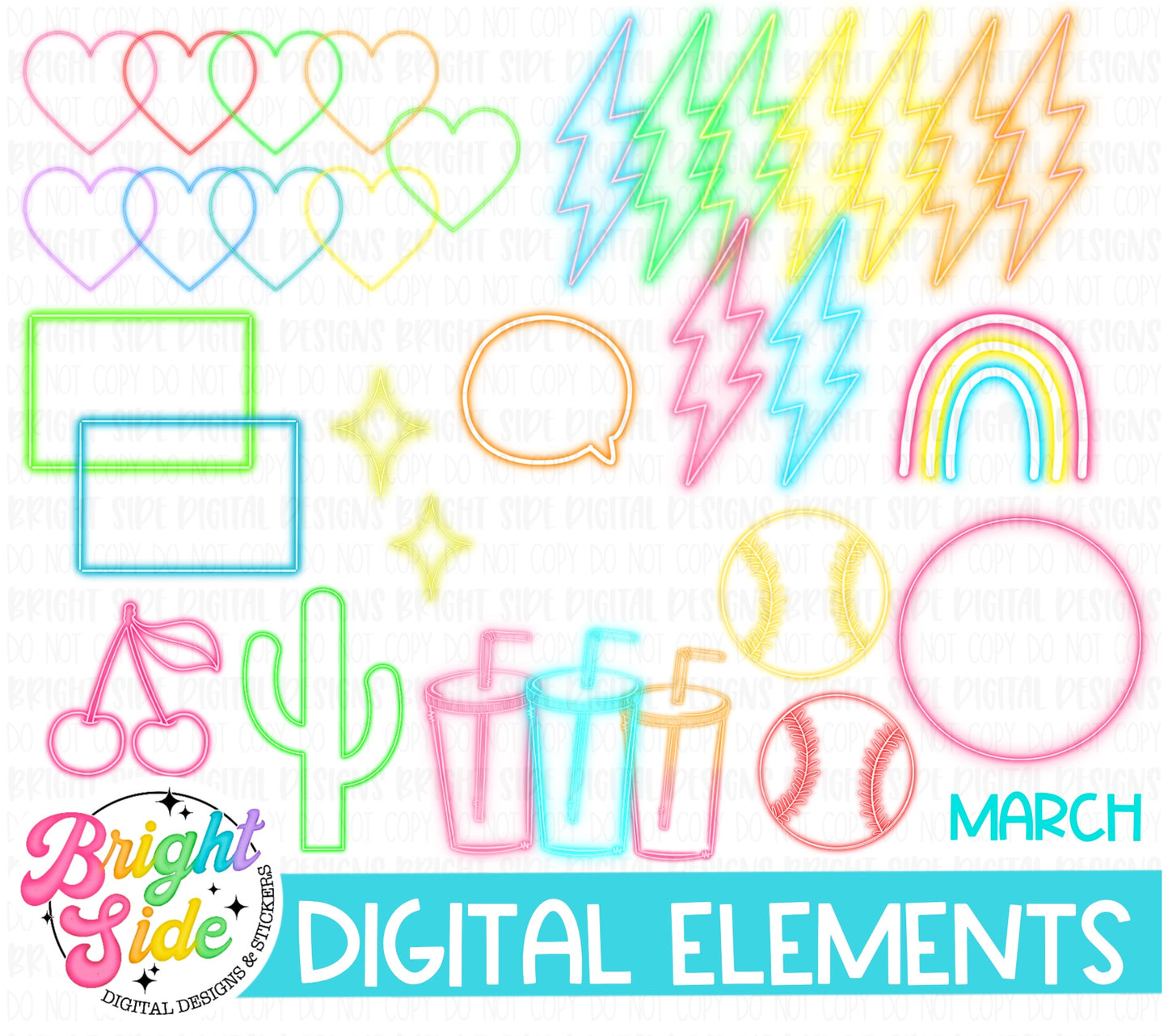 Neon Elements Bundle 33 elements