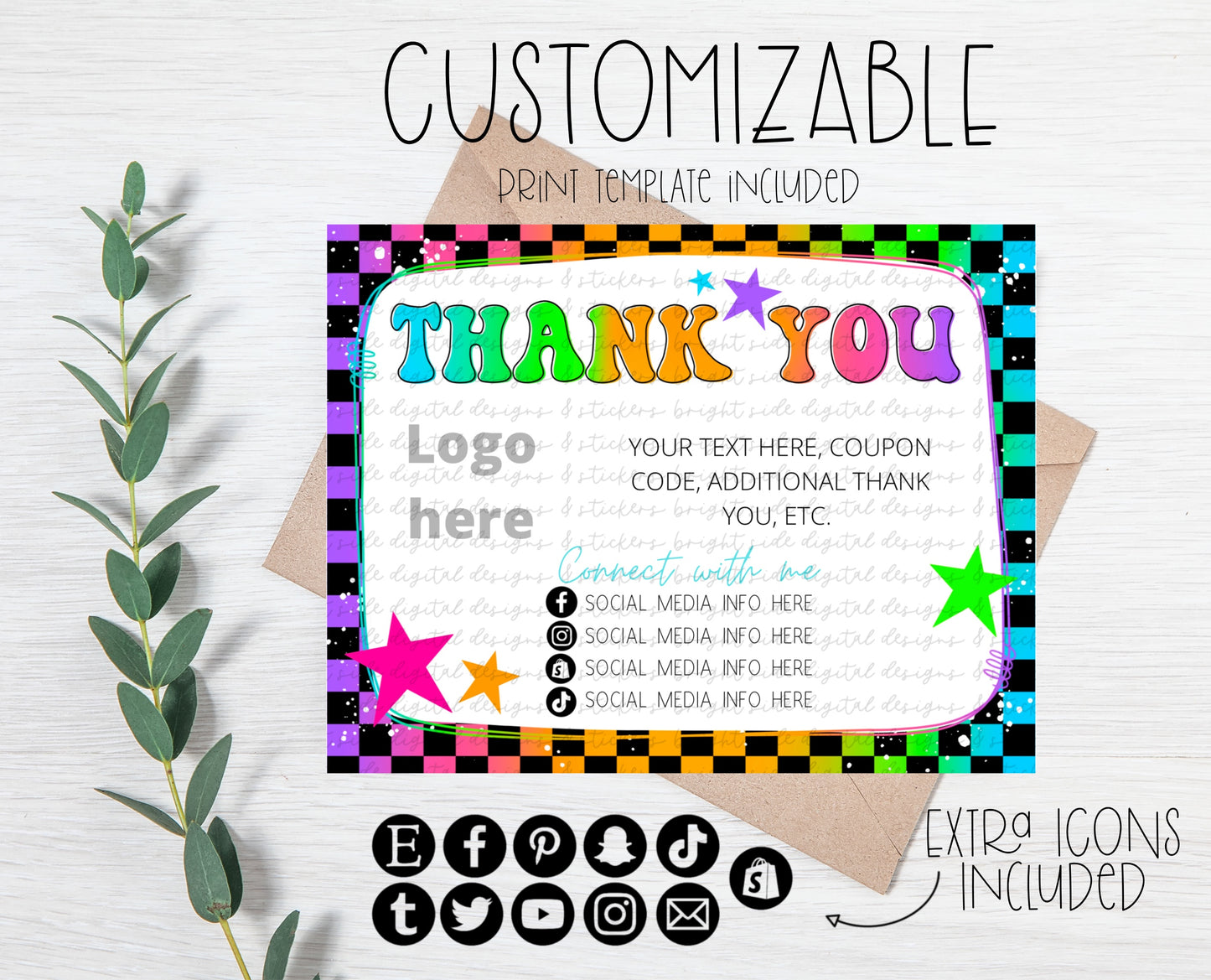 Bright Retro Thank You Card