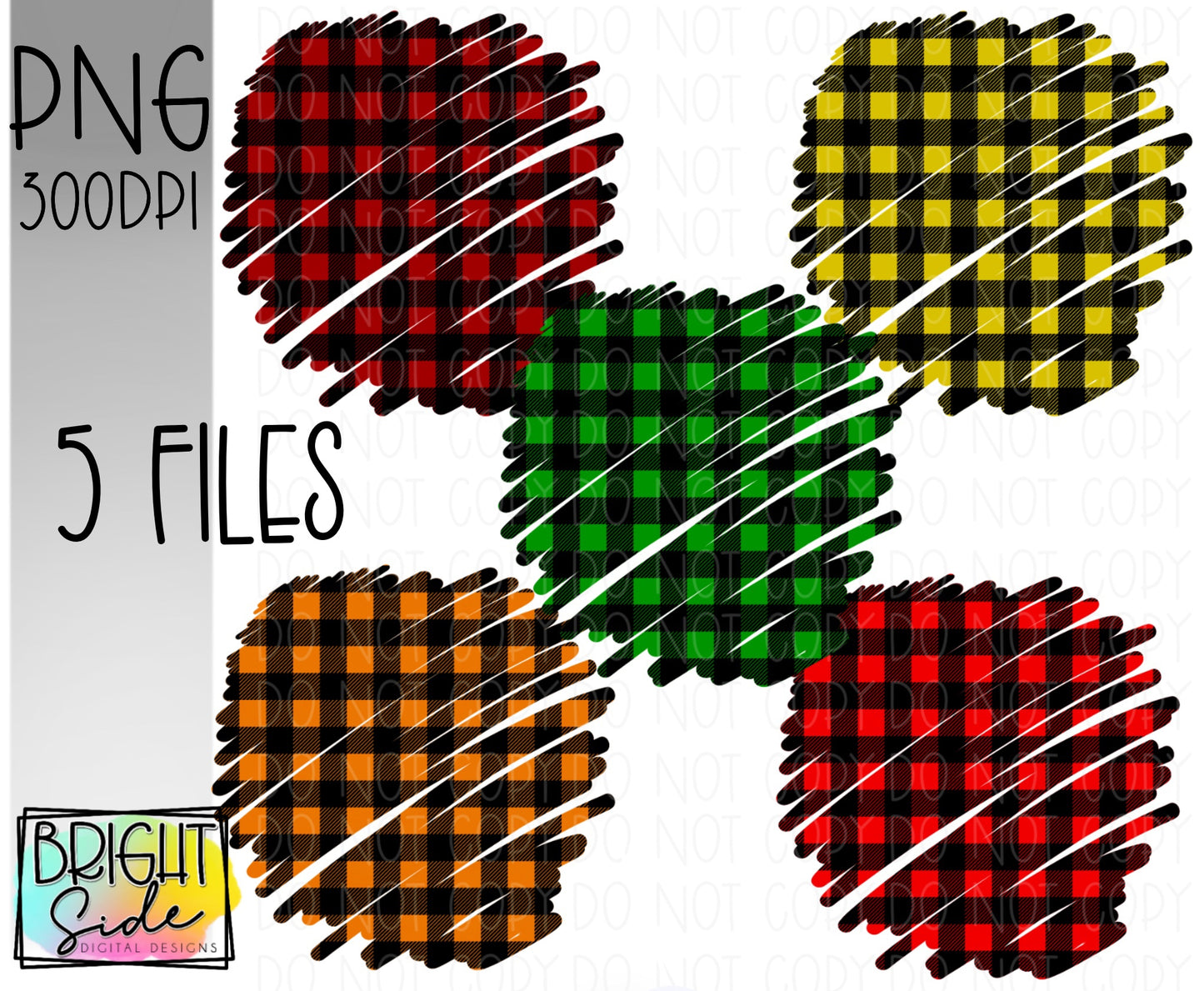 Plaid scribbles digital elements bundle
