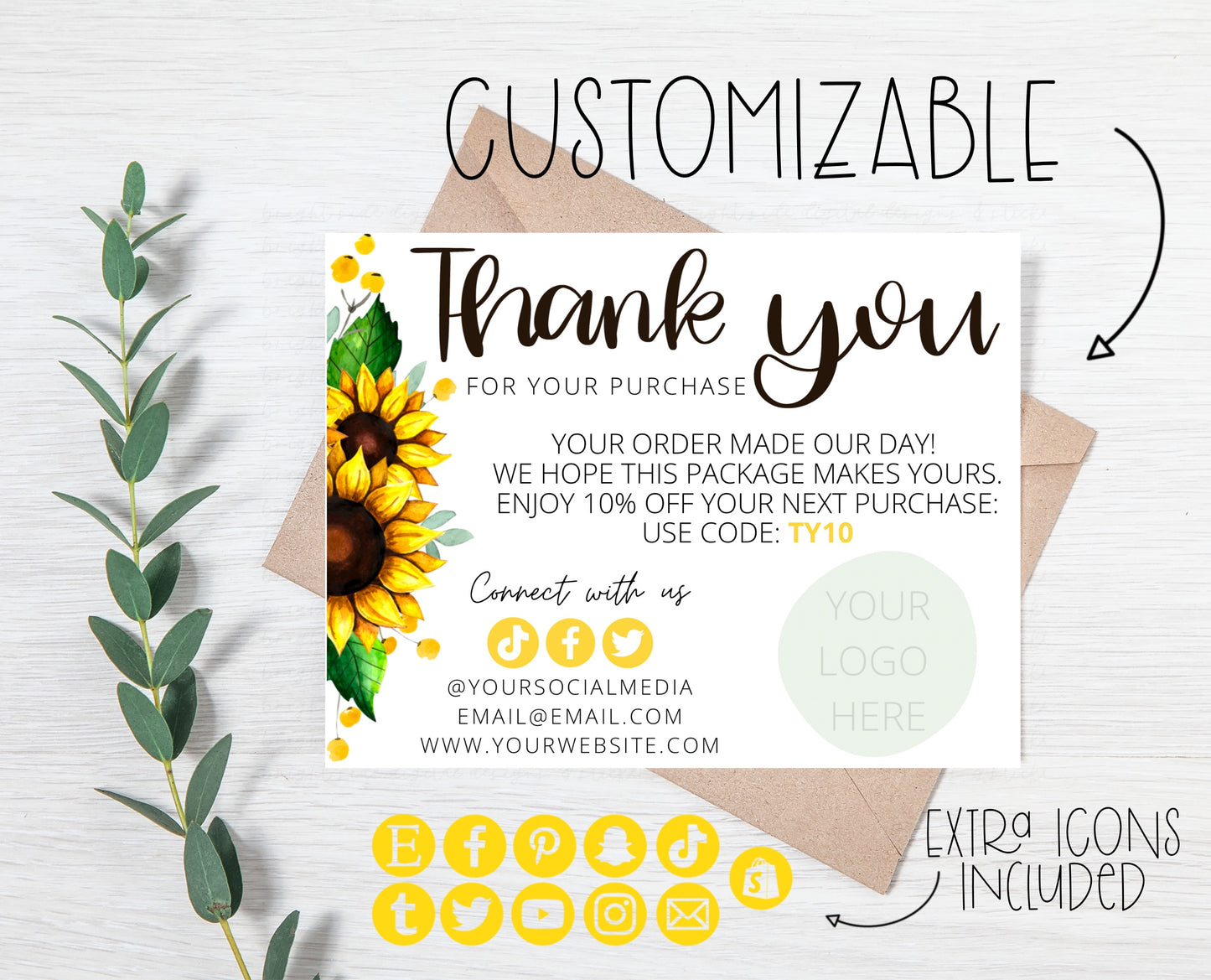 Sunflower Thank You Card