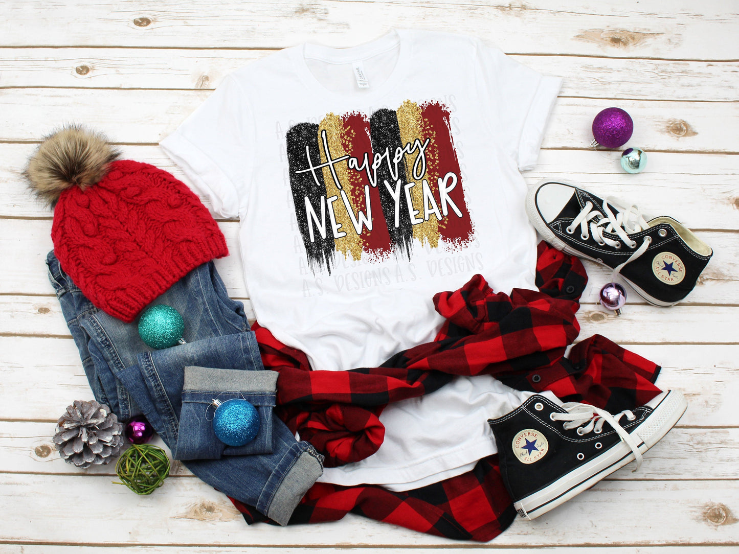 Happy New Year brush strokes