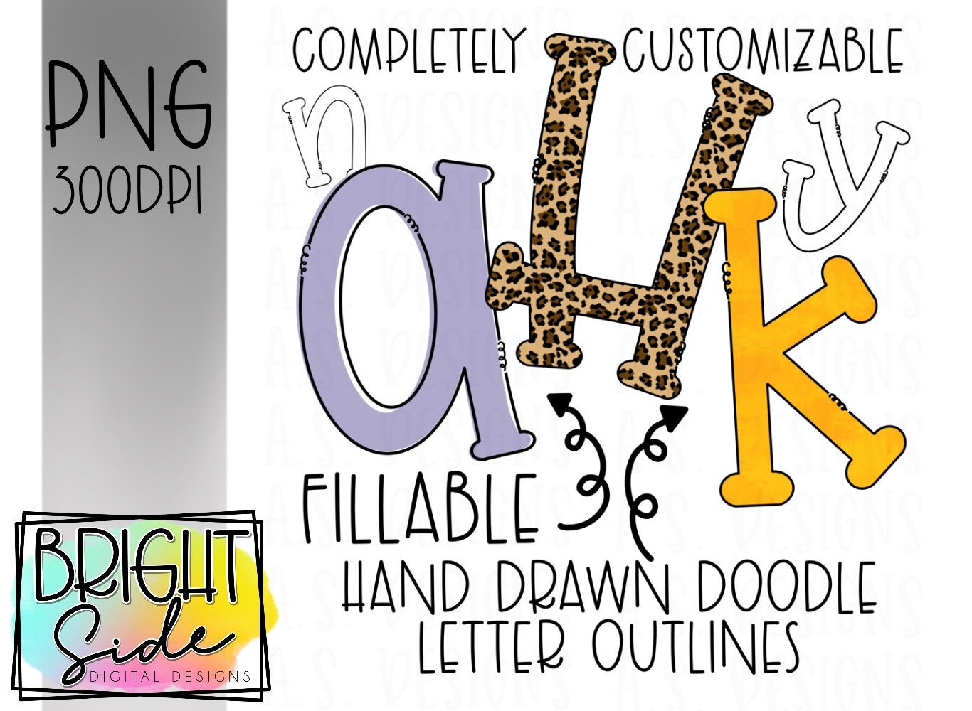 Fillable Doodle Letter Outline Set 2