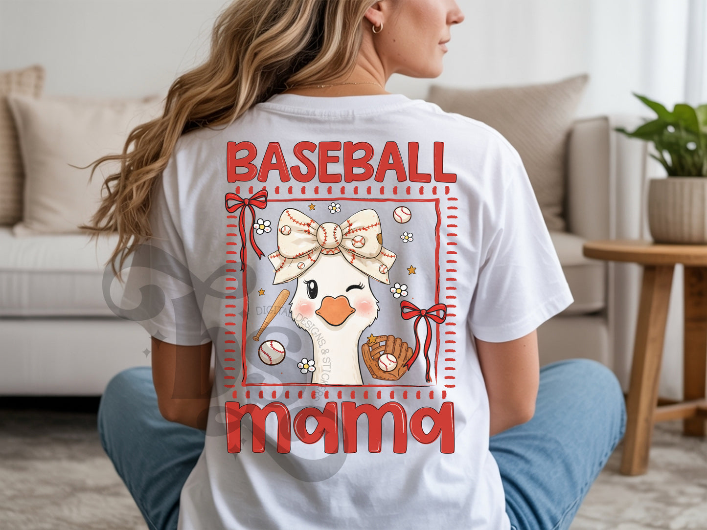 Baseball Mama whimsical goose