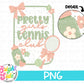 Pretty girls tennis club png with seamless pattern