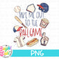 Take me out to the ballgame png with seamless pattern