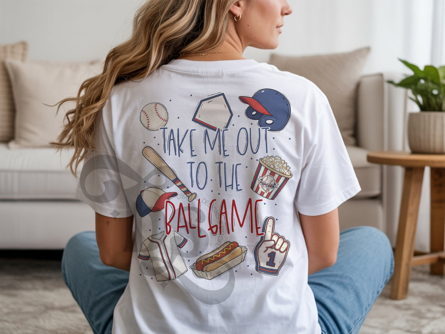 Take me out to the ballgame png with seamless pattern