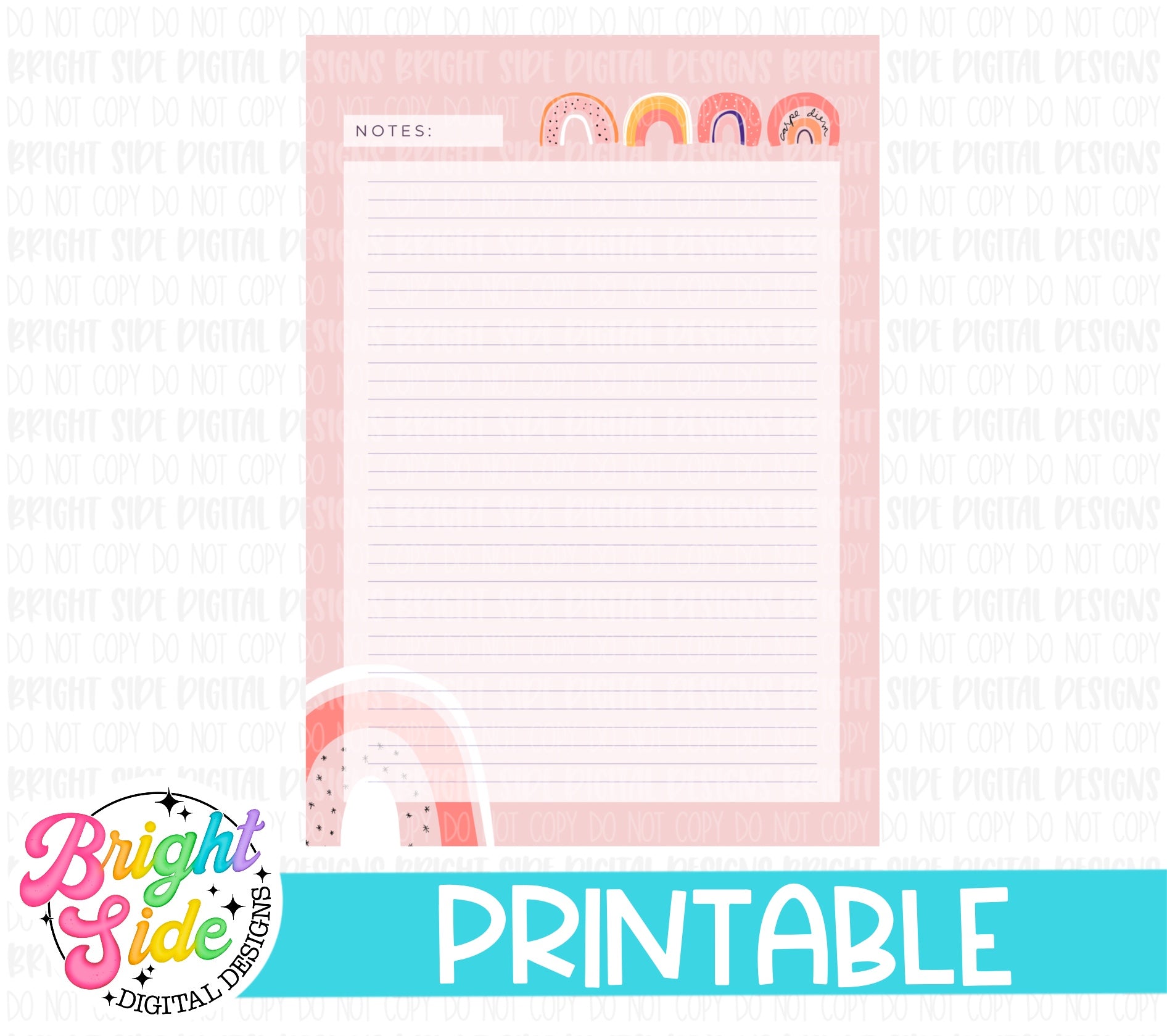Boho Notes Boho Rainbow Notes – Bright Side Digital Designs