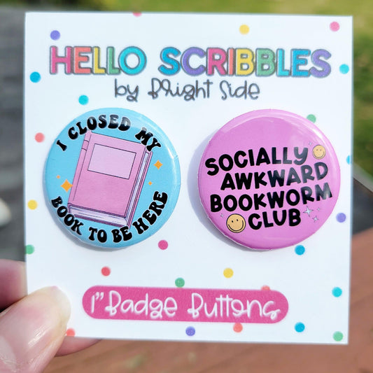 Anti Social Bookish Badge Button Set