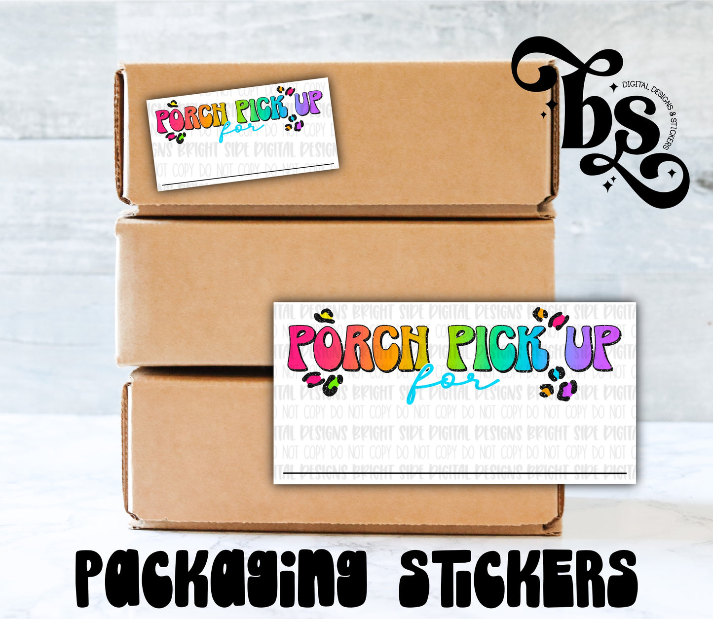 Porch Pick Up Rainbow Leopard Packaging Sticker