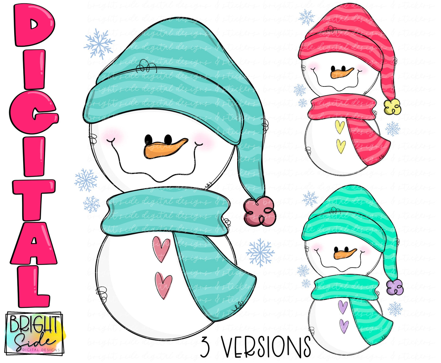 Whimsical snowman -3 versions