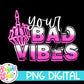 F your bad vibes neon middle finger -white