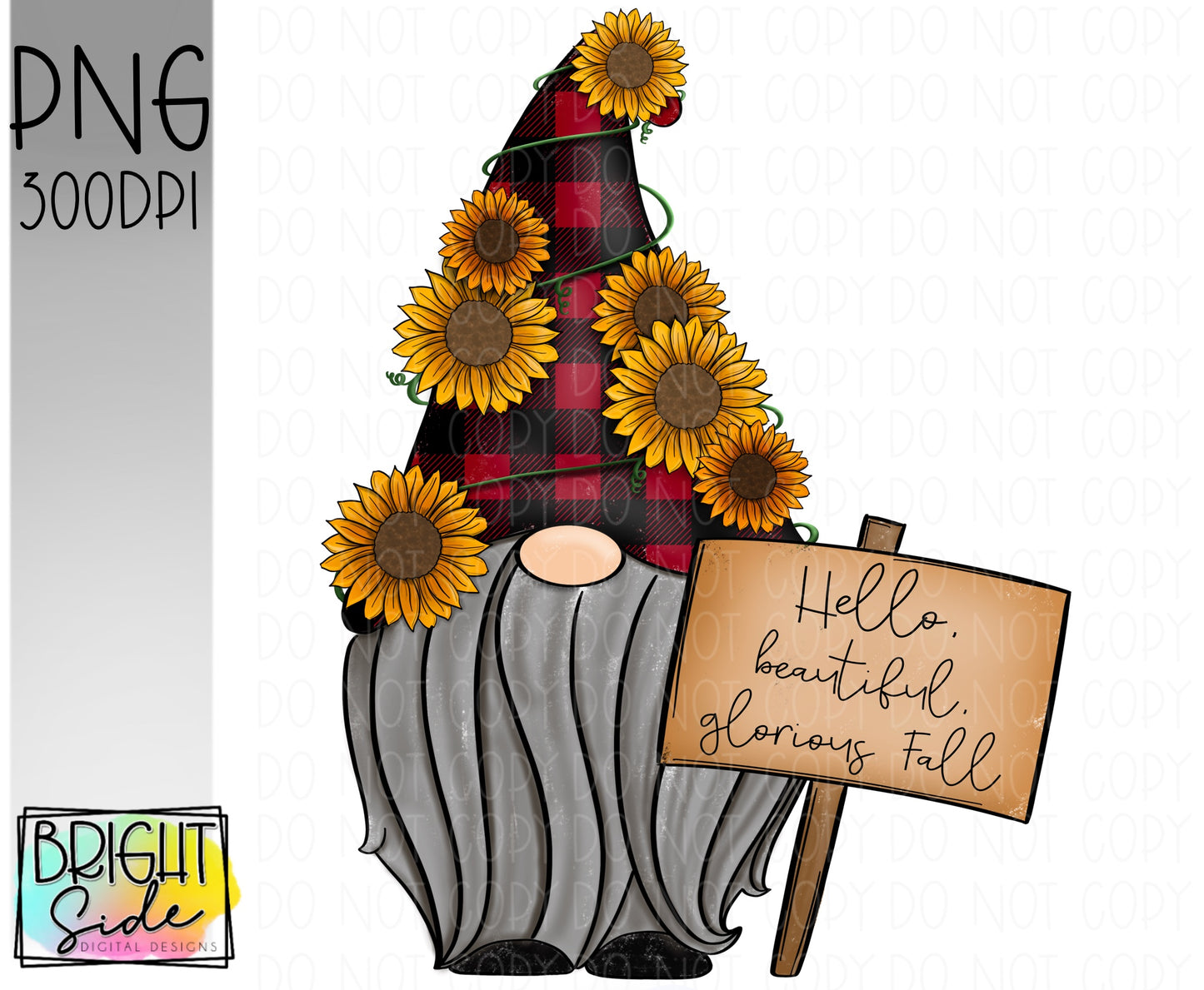 Sunflower and plaid fall gnome