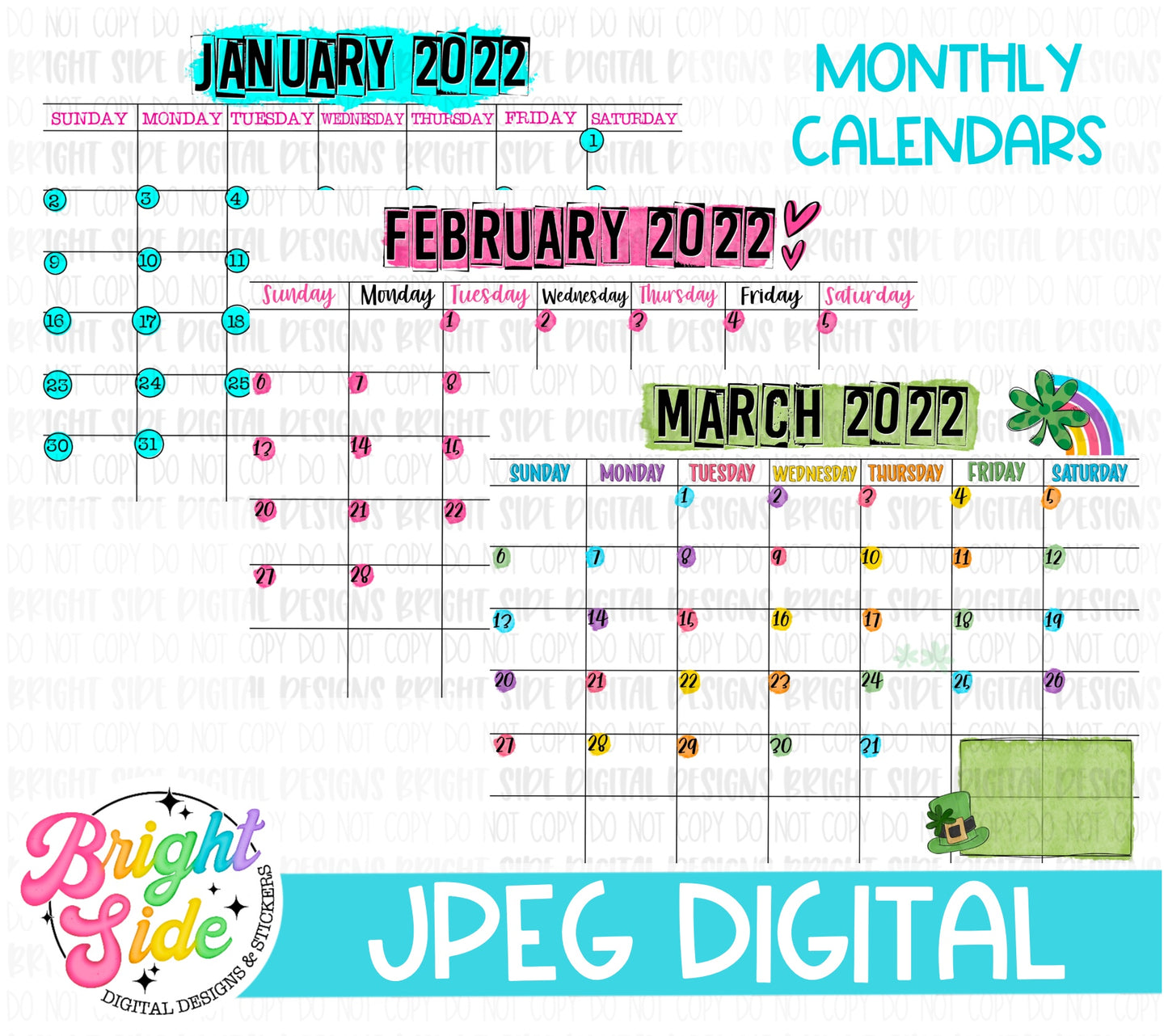 2022 Monthly Calendars