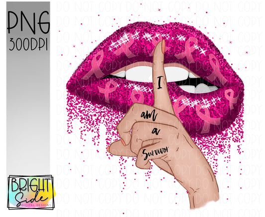 I am a survivor breast cancer awareness dripping lips