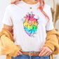 Rainbow floral heart