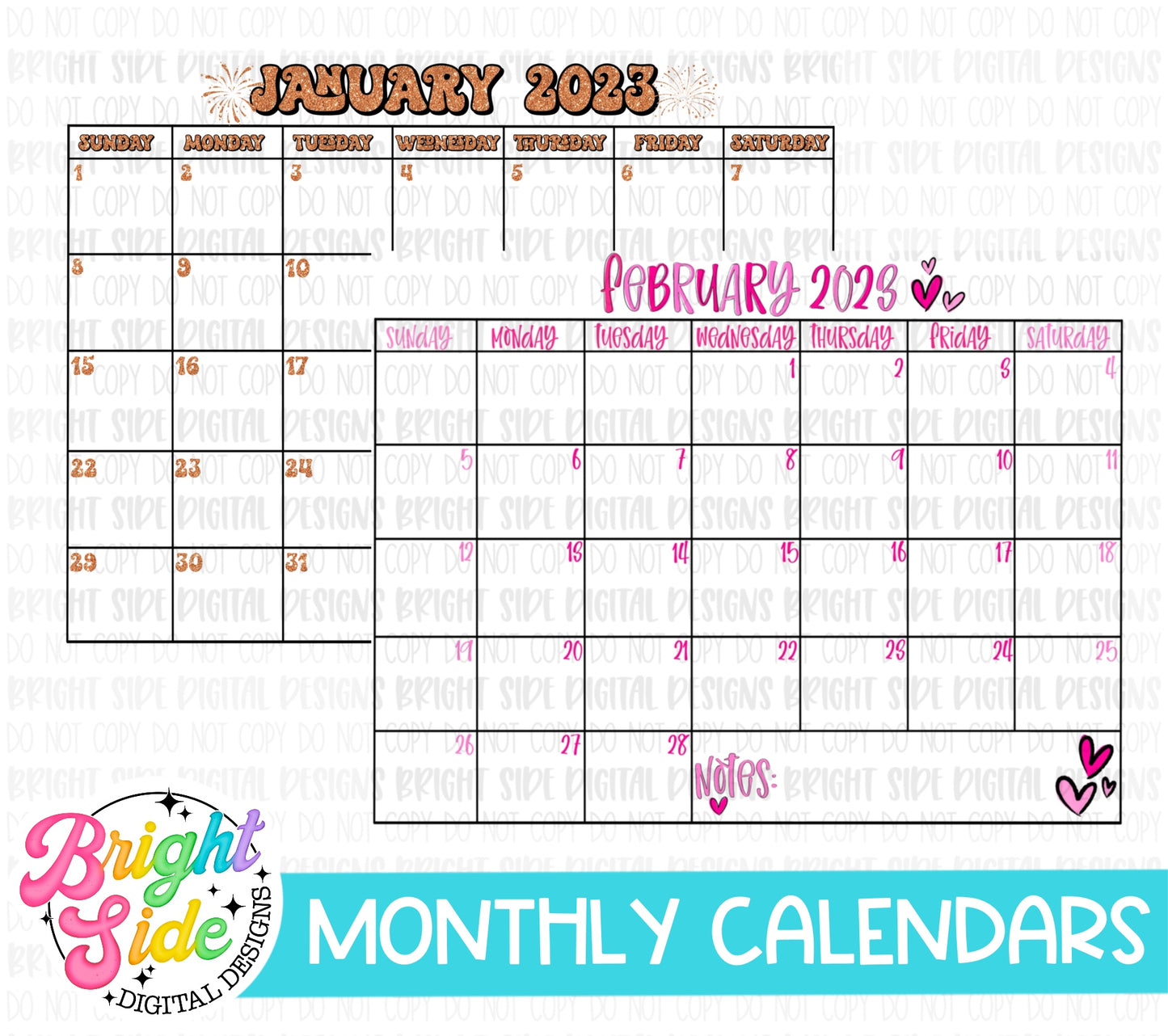 2023 Monthly Calendars
