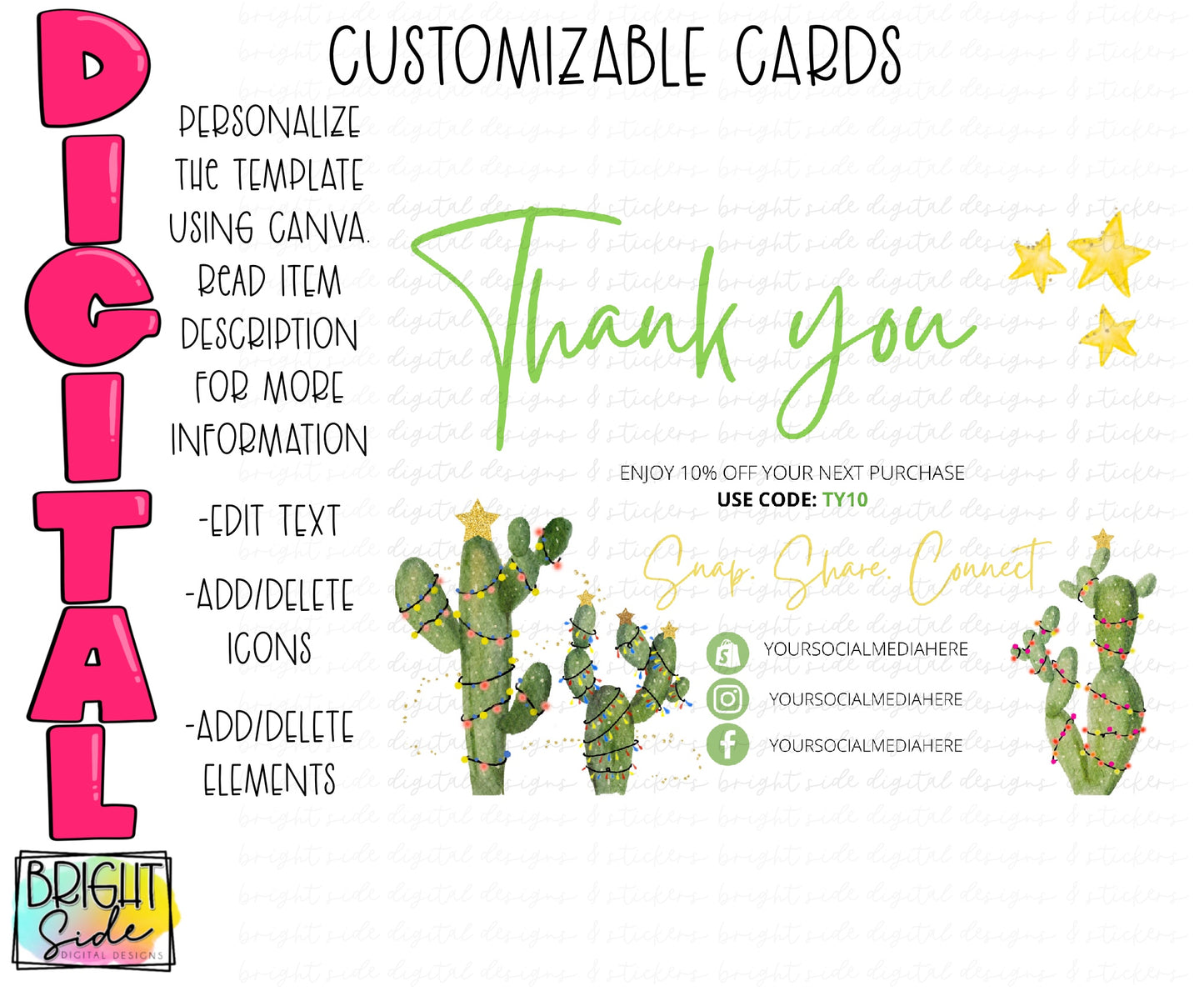 Christmas Cactus Thank You Card