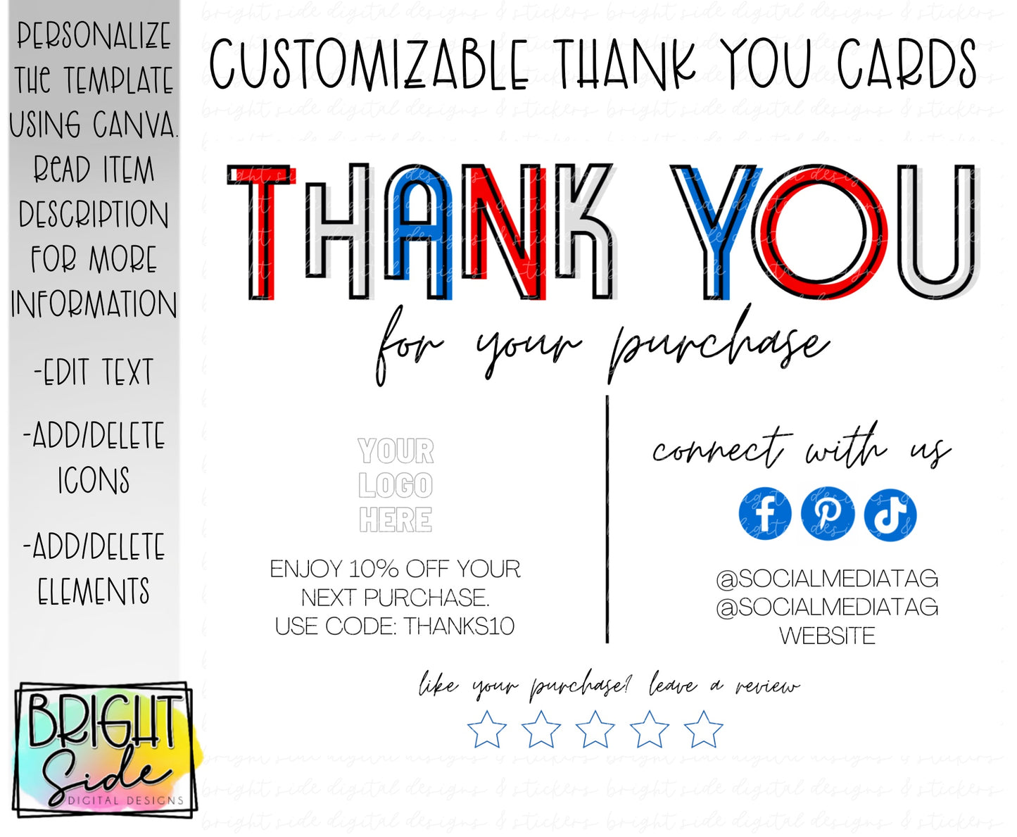 Red White & Blue Thank You Card