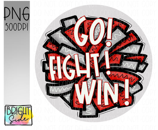 Go! Fight! Win! Pom-Pom door-hanger design
