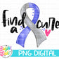 Find a cure -blue/gray ribbon